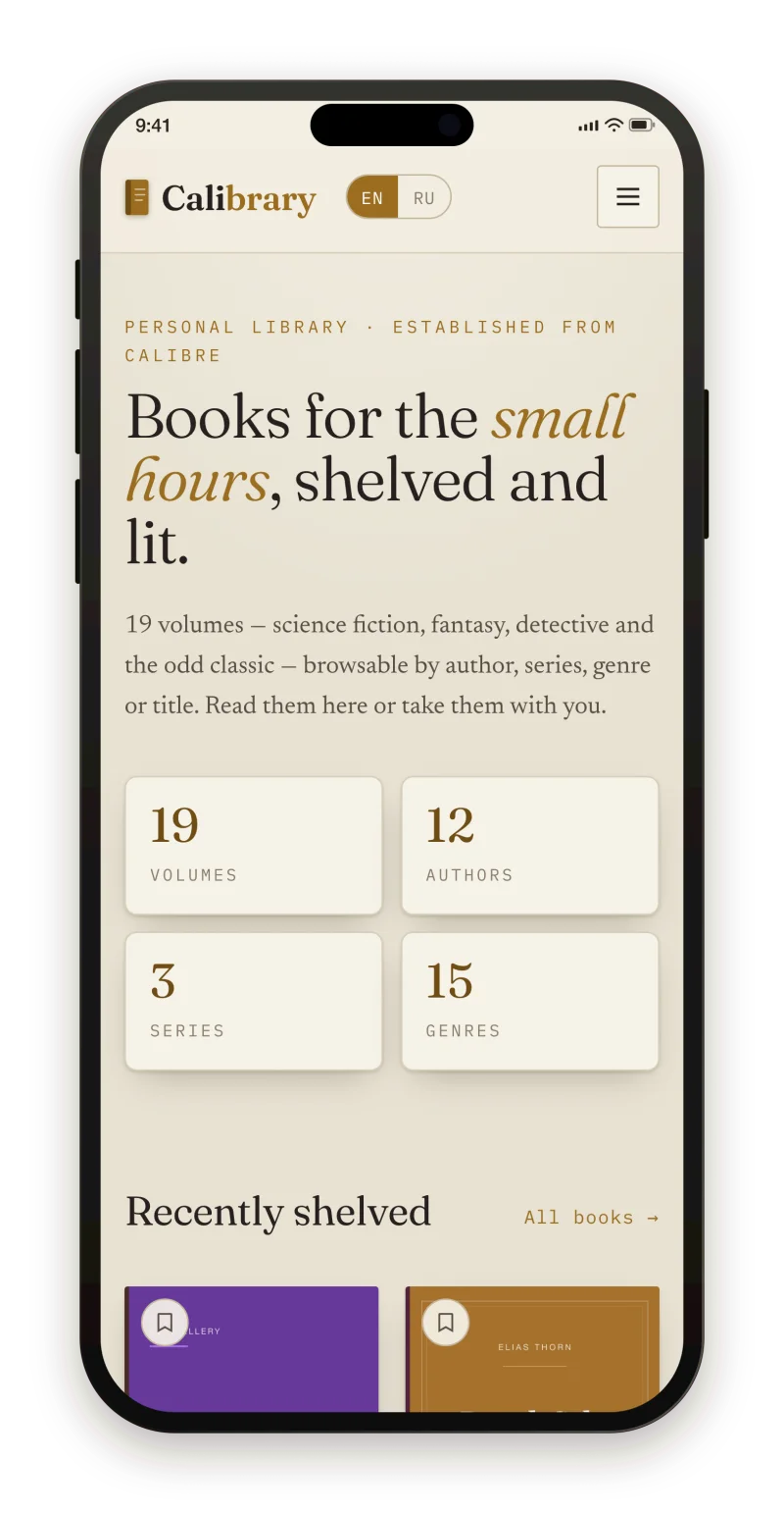 Calibrary shown on a phone